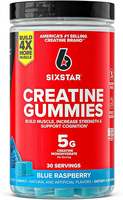Six Star Sugar-Free Creatine Gummies for Men & Women - Pre & Post Workout Creatine Monohydrate Gu... | Amazon (US)
