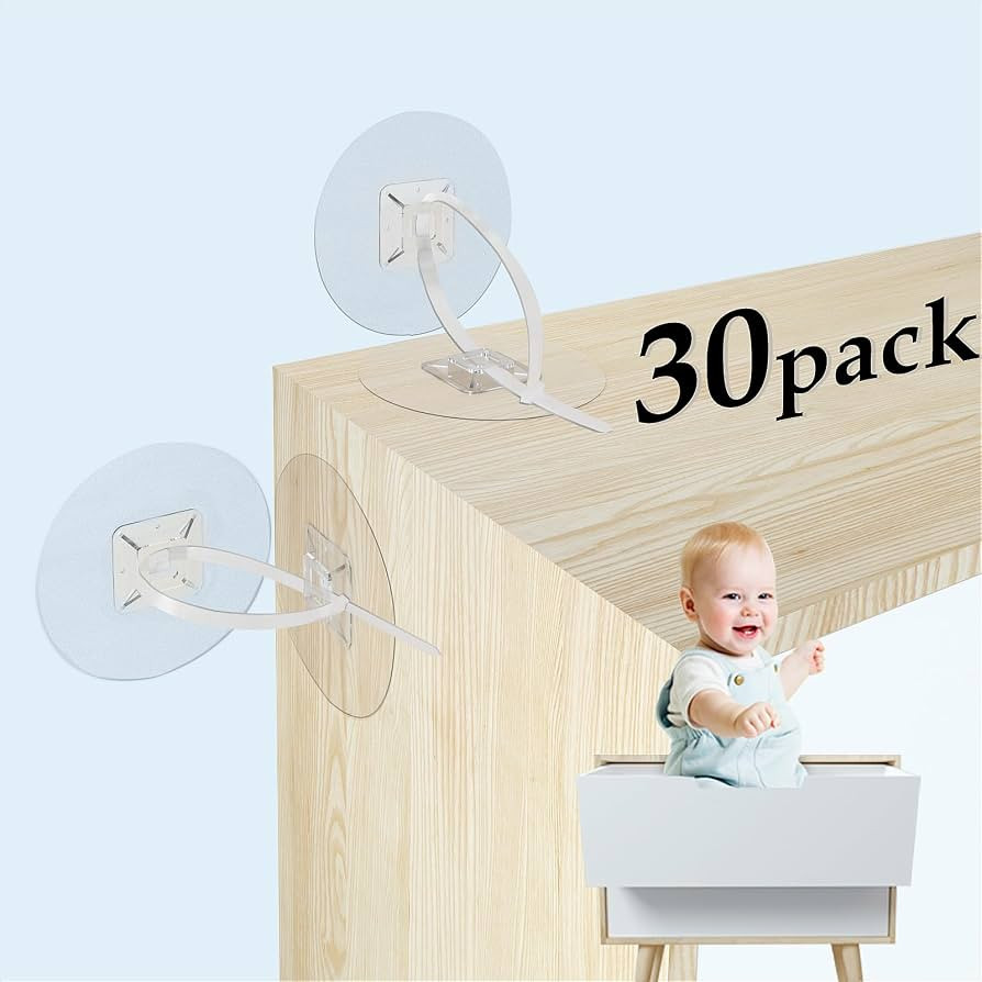 Furniture Anchors (30 Pack) No Drill Upgraded Furniture Straps for Baby Proofing, Self-Adhesive S... | Amazon (US)