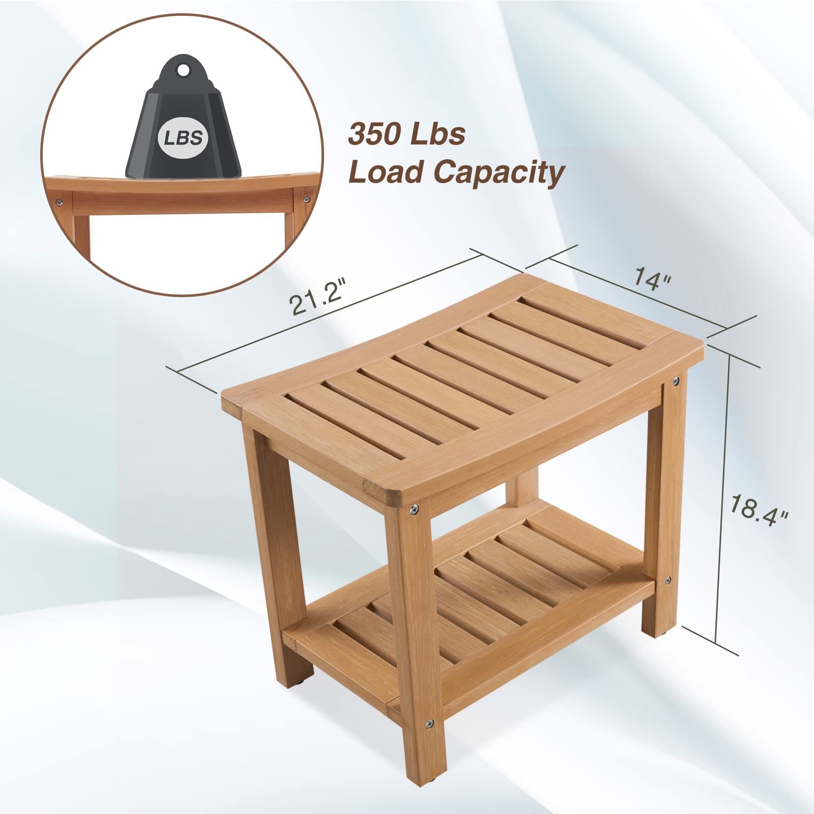 Psilvam Poly Lumber Shower Bench, Shower Stool with Storage Shelf, Water Resistant & Non-Slip Des... | Amazon (US)