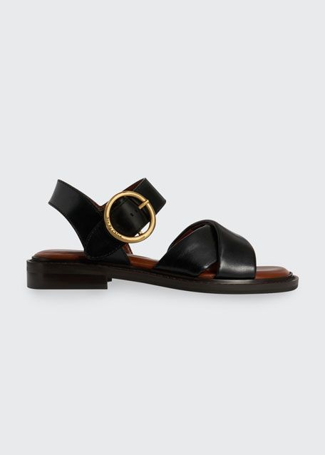 See by Chloe Lyna Leather Crisscross Sandals | Bergdorf Goodman
