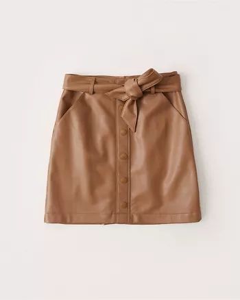 Vegan Leather Belted Mini Skirt | Abercrombie & Fitch (US)