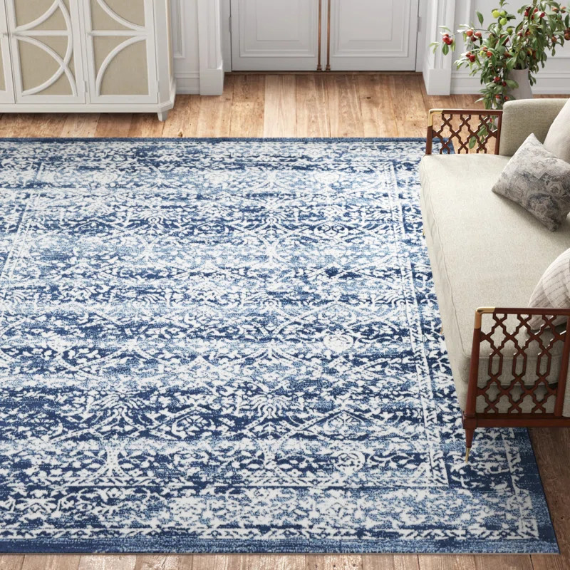 DeSoto Power Loom Oriental Navy/Denim Rug | Wayfair North America