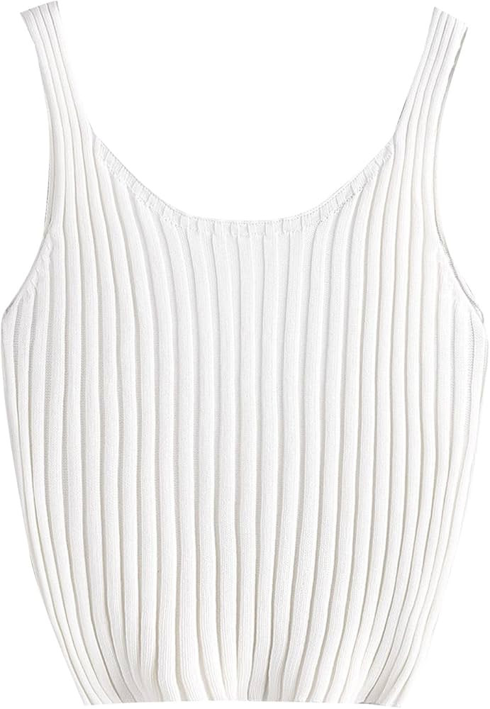 SweatyRocks Women's Ribbed Knit Crop Tank Top Spaghetti Strap Camisole Vest Tops | Amazon (US)