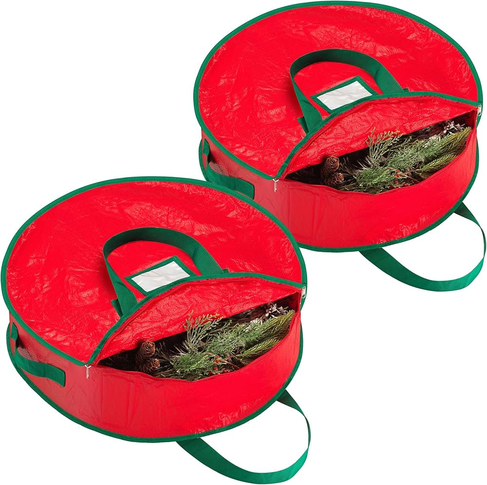 Handy Laundry Christmas Wreath Storage Bag - 2-PACK - Durable, Tarp Material, Zipper, Sturdy Carr... | Amazon (US)
