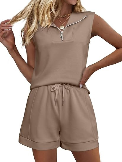 Glamaker Women's Two Piece Short Sets Summer Lounge Sweatsuits Air Essentials Sleeveless Outfits ... | Amazon (US)