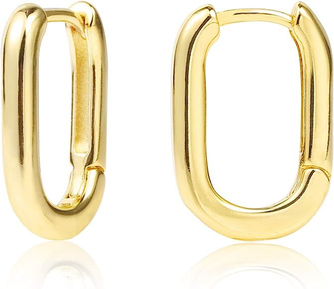 925 Sterling Silver Small Hoop Earrings Hypoallergenic 14K Gold Plated Huggie Hoop Earrings for W... | Amazon (US)