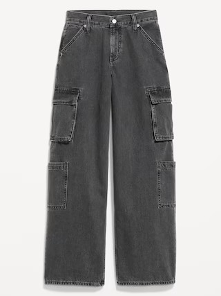 Mid-Rise Baggy Wide-Leg Cargo Jeans | Old Navy (US)