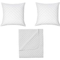in homeware Diamond Quilted Throw Blanket + 2 Cushions Set - White | The Hut (UK)