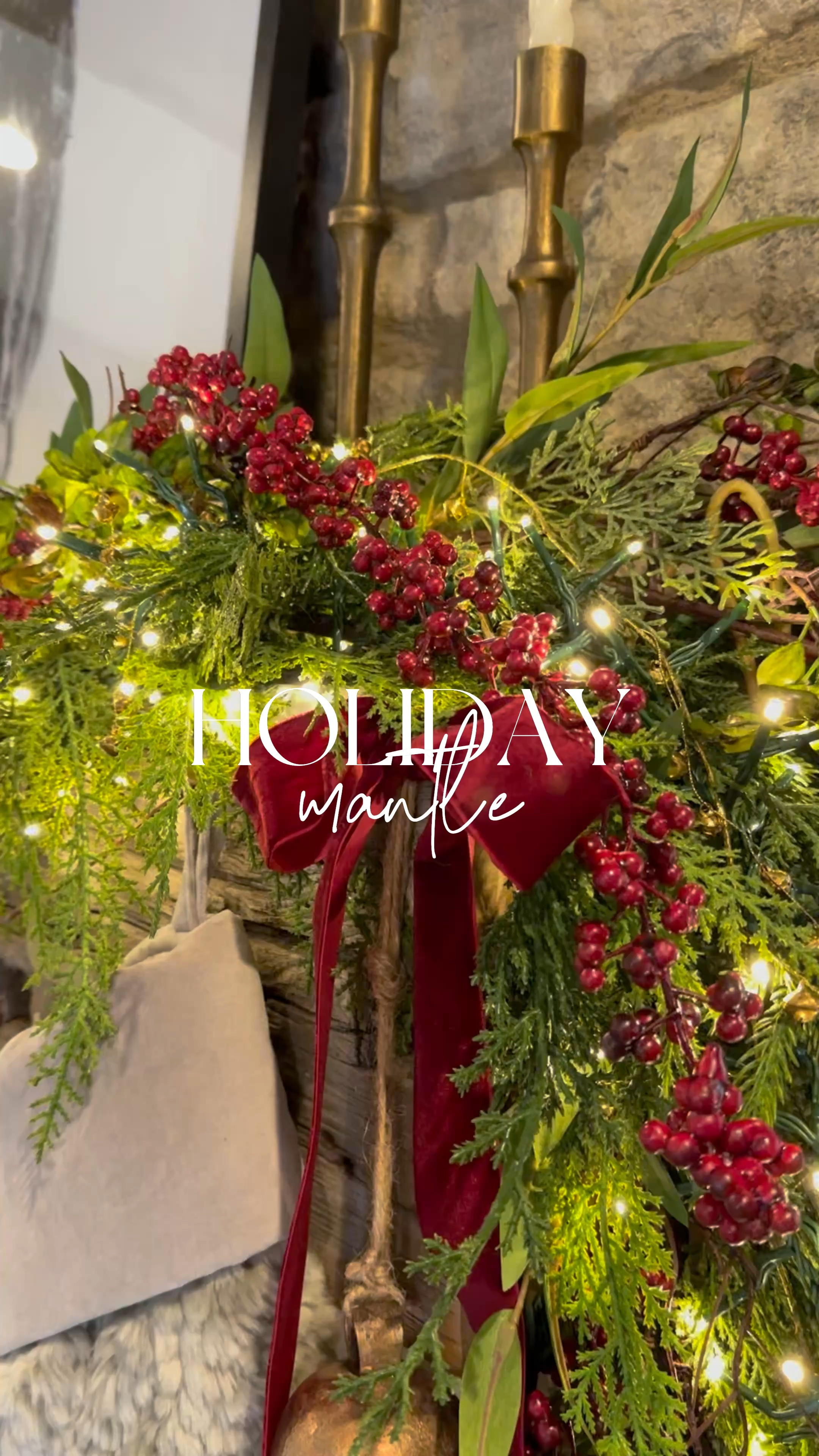 Holiday Mantle
I used 3 different garlands along with single stems and berries to create this look.  It’s all about the layering to get the full look.  Then I added a mini bell garland and the prettiest twinkling cluster lights.  
A few items are already sold out, including the berries.  I linked a similar option.  

#LTKSaleAlert #LTKHoliday