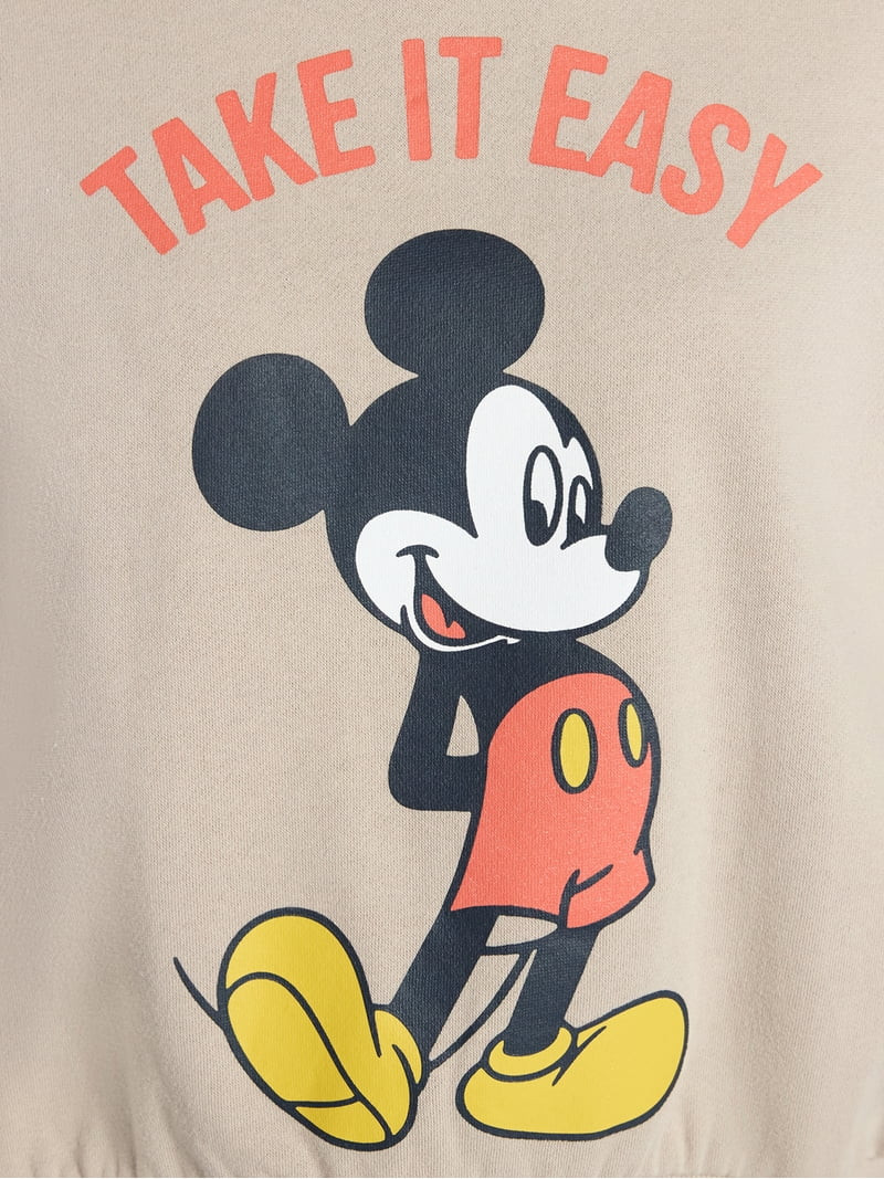 Disney Mickey Mouse Women's Cropped Boxy Graphic Sweatshirt, Sizes XXS-XXL | Walmart (US)