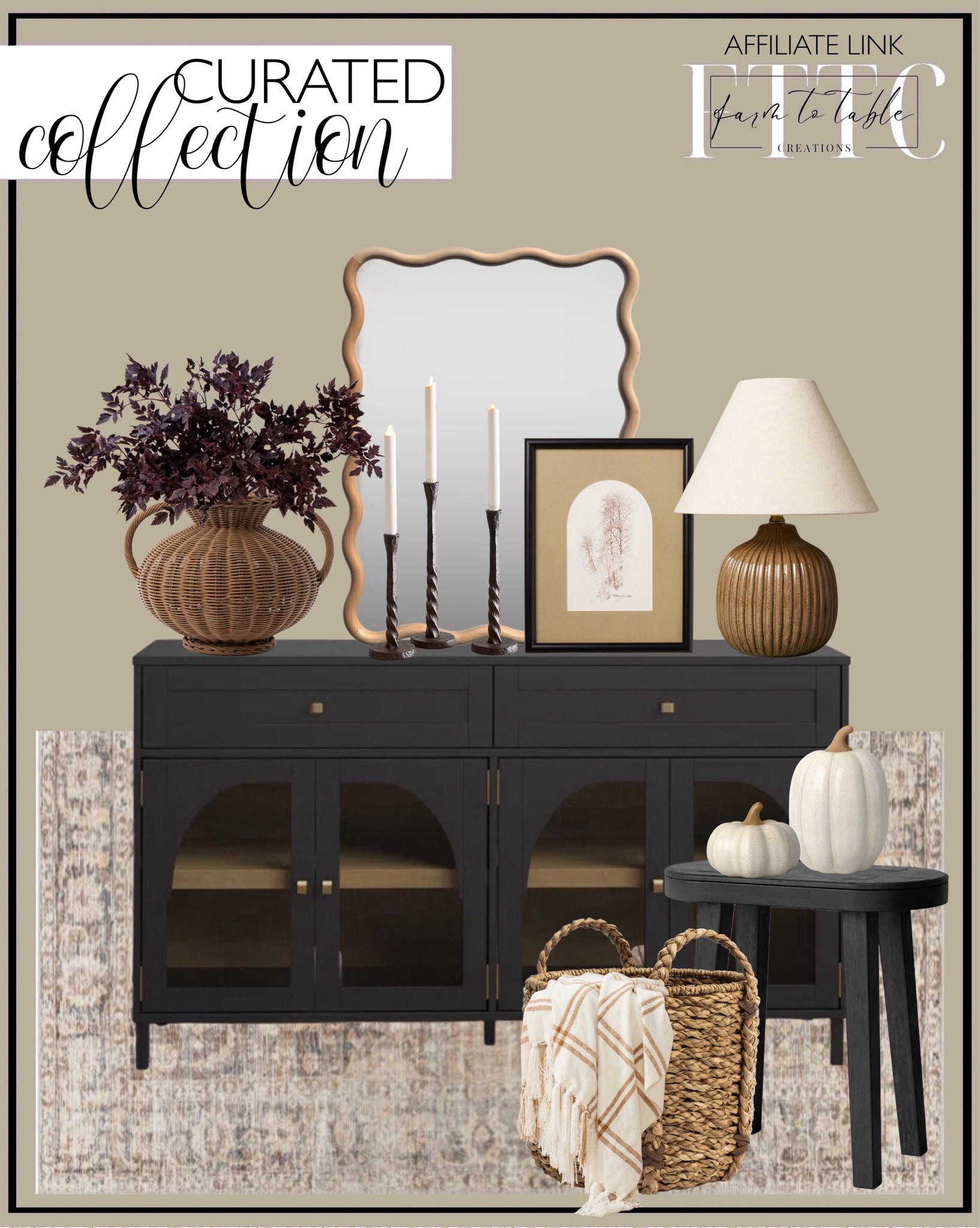 Curated Collection. Follow @farmtotablecreations on Instagram for more inspirational.

Vick 2 Drawer Sideboard. Liviana Wood Novelty Wall Mirror. Becki Owens x Surya Marlene vintage Area Rug. Woodland Carved Wood Accent Table - Black - Threshold. Ribbed Ceramic Table Lamp. Salter Woven Basket. Antonia Woven Vase. New Afloral Plum Artificial Cimicifuga Plant Leaf Spray. 11"x14" Sepia Tree Framed Wall Art - Hearth & Hand. EVERGRACE Plaid Chenille Throw Blanket for Couch. Threshold Ceramic Pumpkins. 

Bedroom corner | Coffee Table Decor | Fall Decor | Fall Stem Sale | Target Finds | Skinny Bench | Bedroom | Living Room | Breakfast Nook | Amazon Home | Target Sale | Loloi Rugs | Magnolia Home | console table | console table styling | faux stems | entryway space | home decor finds | neutral decor | entryway decor | cozy home | affordable decor |  home decor | home inspiration | fall stems | fall console | spring vignette | fall decor | fall decorations | console styling | entryway rug | cozy moody home | moody decor | neutral home


#LTKHome #LTKFindsUnder50 #LTKSaleAlert