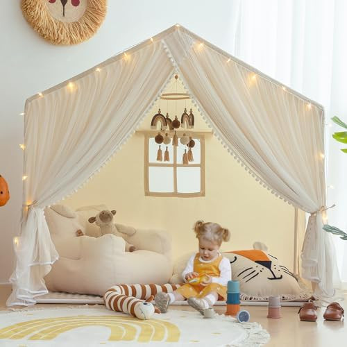 Kids Play Tent with Padded Mat, Kids Tents Indoor Playhouse for Toddler, Large Princess Castle Po... | Amazon (US)