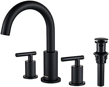 FORIOUS Two Handle High Arc Widespread Bathroom Sink Faucet 3 Hole with Pop-Up Drain and Water Suppl | Amazon (US)