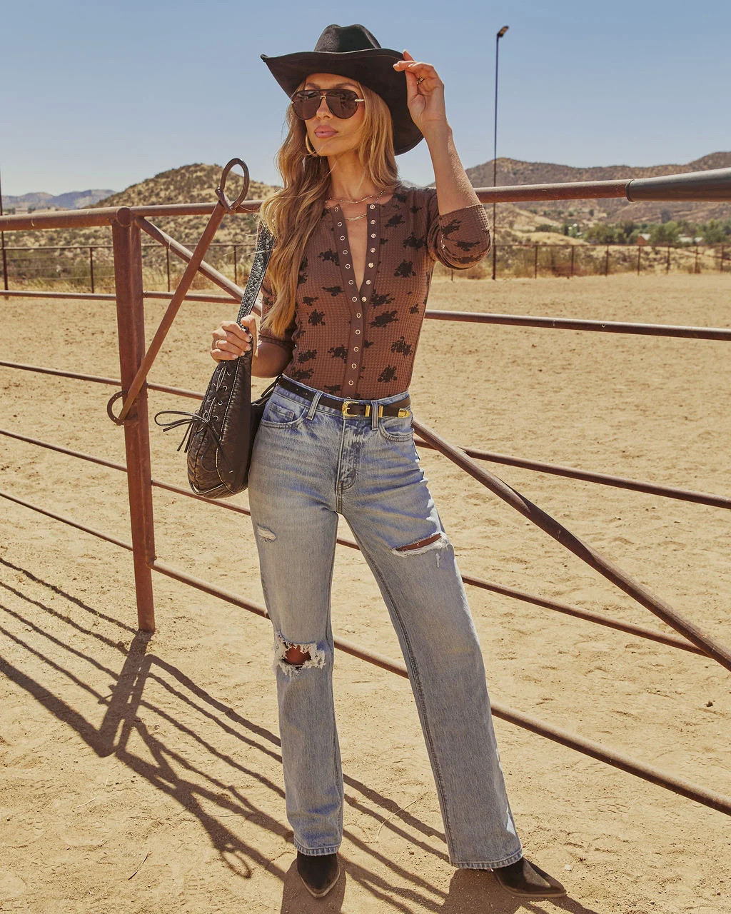 Sequoia Stretch High Rise Straight Leg Distressed Jeans | VICI