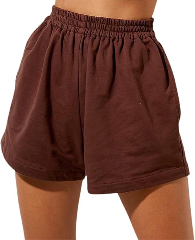 GOOCHEER Womens Workout Shorts Casual Summer Drawstring Running Sweat Shorts Elastic High Waist S... | Amazon (US)