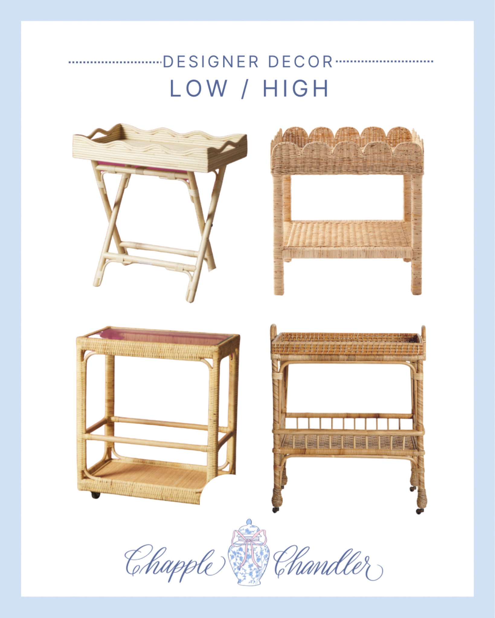 Designer Decor - low budget / high budget 

Coastal grandmother grandmillennial rattan west coast home decor coffee table end table bar cart bedside table tray 

#LTKhome #LTKunder100 #LTKSale