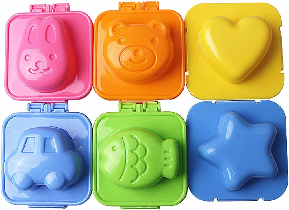 Ogrmar 6PCS Cartoon Cute Boil Egg Mold/Fish Car Heart Shape Egg Sushi Rice Mold Mould/Decorating ... | Amazon (US)