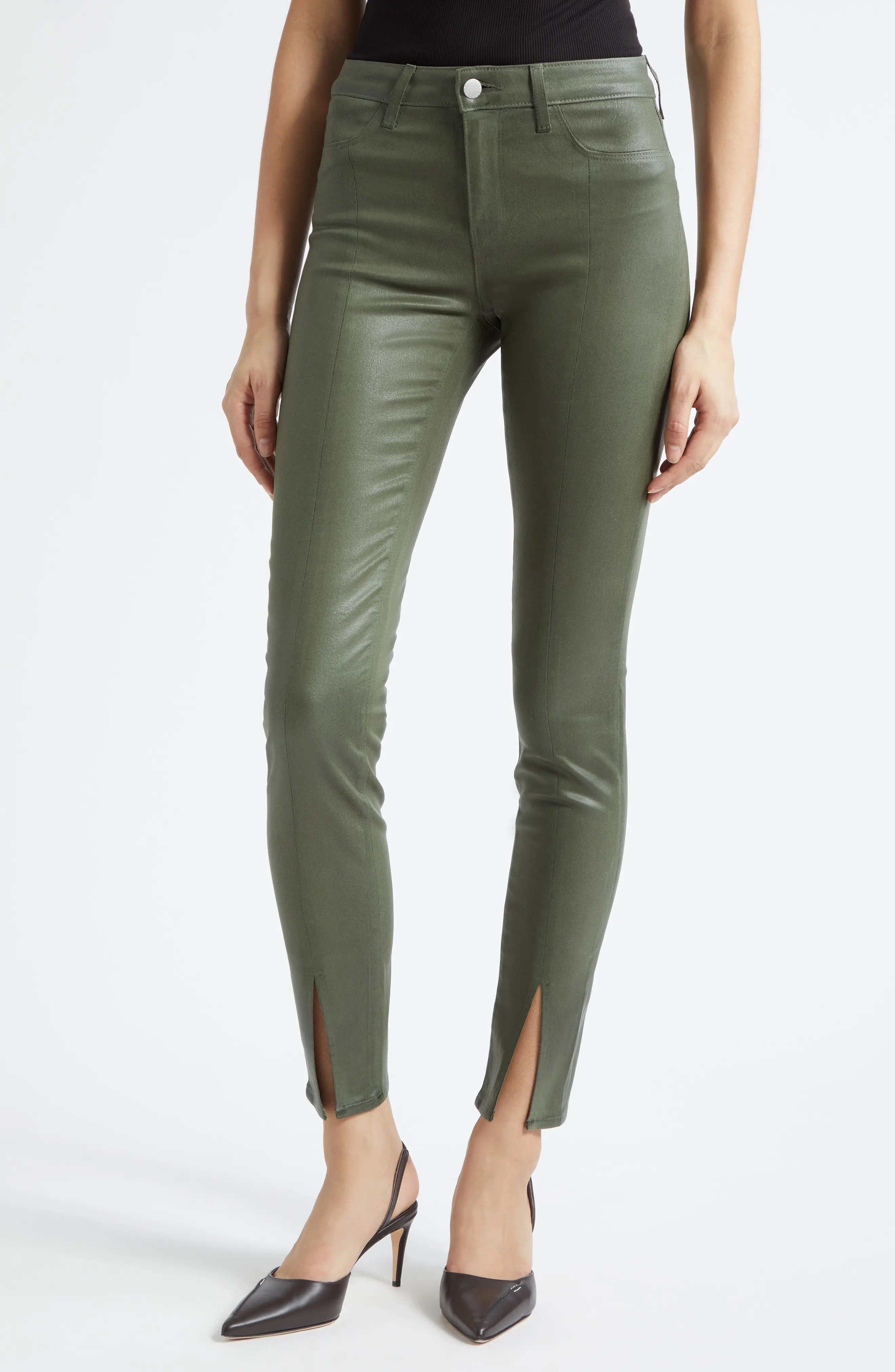 Jyothi High Waist Split Ankle Coated Skinny Jeans (Women) | Nordstrom | Nordstrom