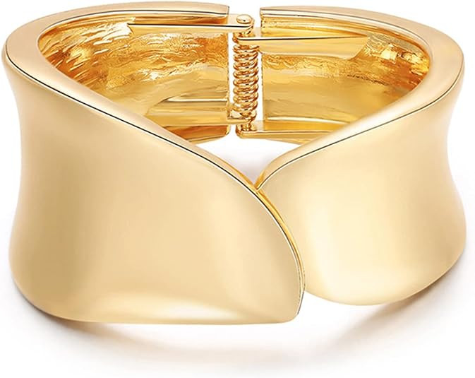 YANCHUN Gold Cuff Bracelets for Women Bangle Bracelet Chunky Gold Bracelet Non Tarnish 14K Gold B... | Amazon (US)