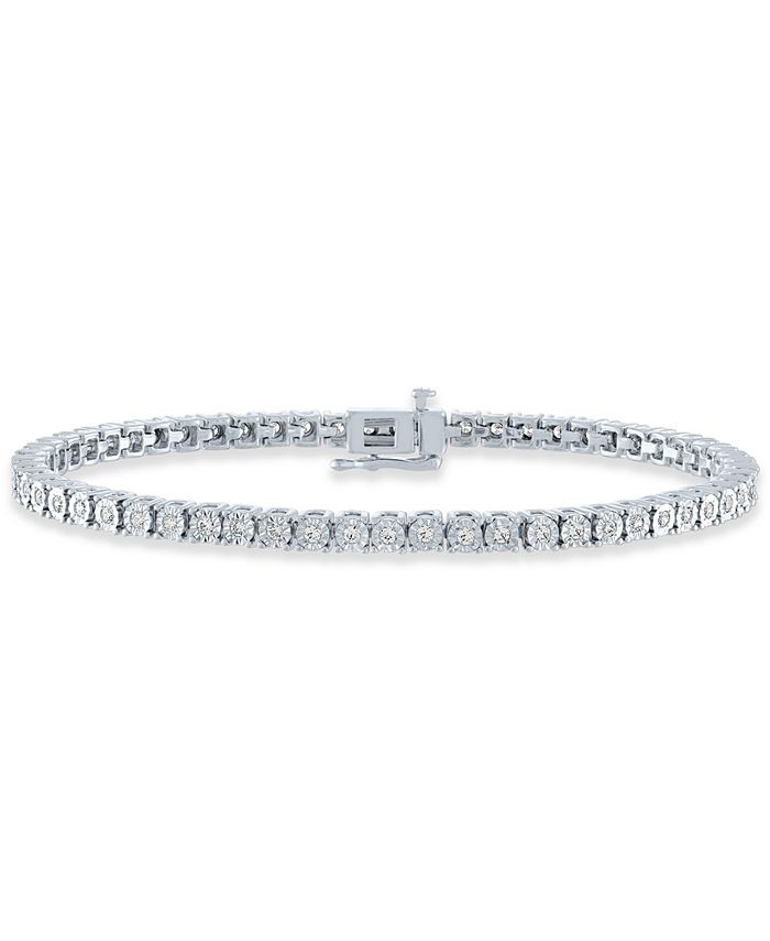 Macy's Diamond Tennis Bracelet (1 ct. t.w.) in Sterling Silver, 14k Gold-Plated Sterling Silver, ... | Macys (US)