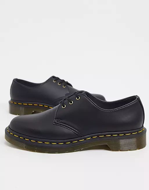 Dr Martens Vegan 1461 3 eye flat shoes in black | ASOS (Global)