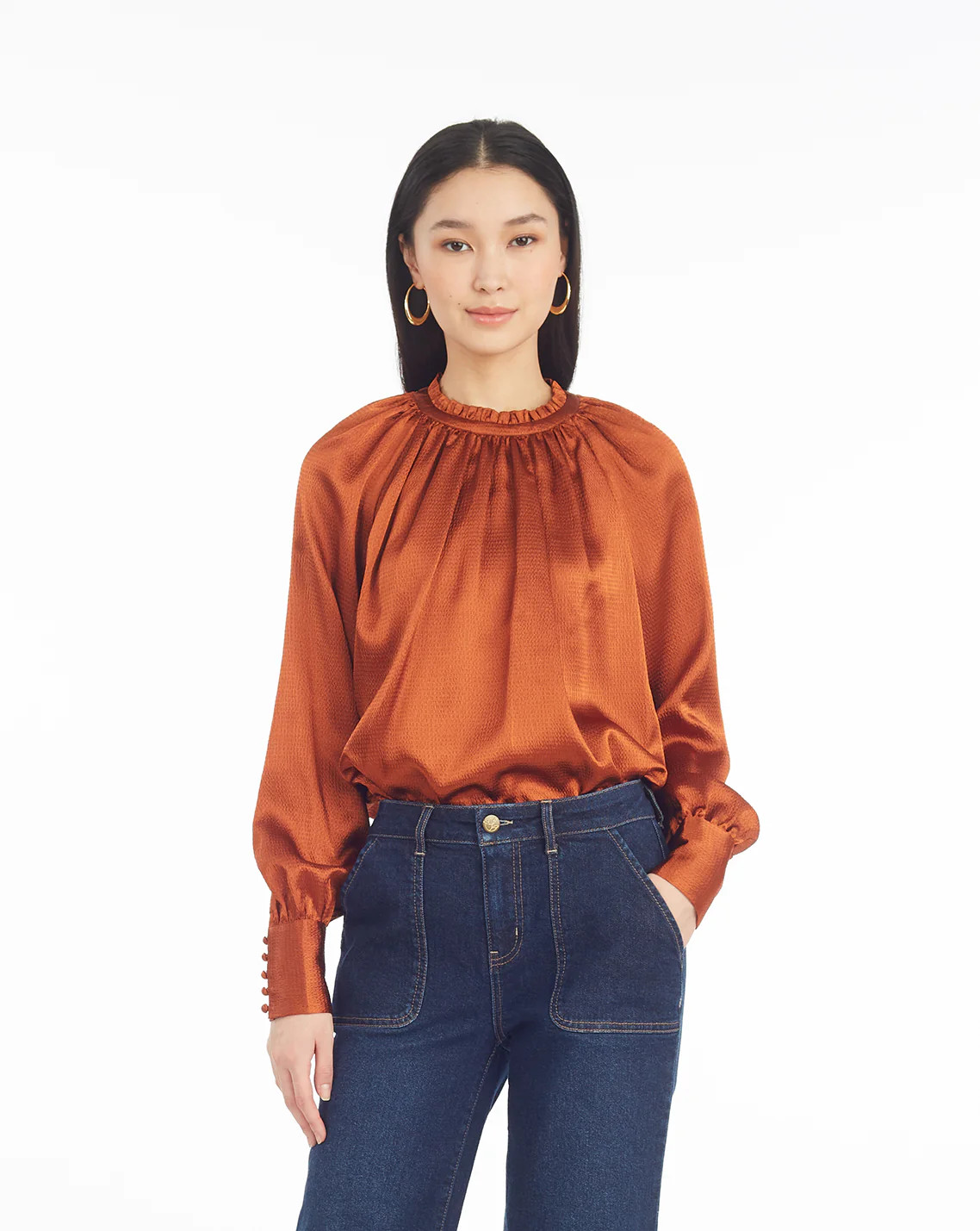 Long-Sleeve Top in Gingerbread | Draper James (US)