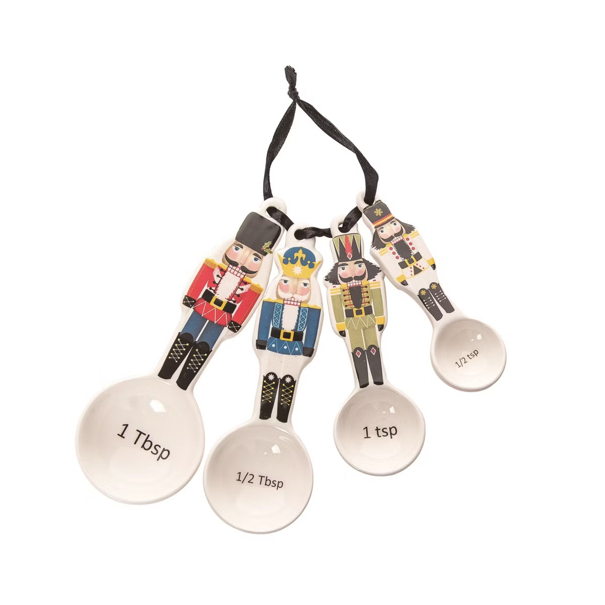 Transpac Dolomite 6 in. Multicolor Christmas Nutcracker Measuring Spoons Set of 4 | Target