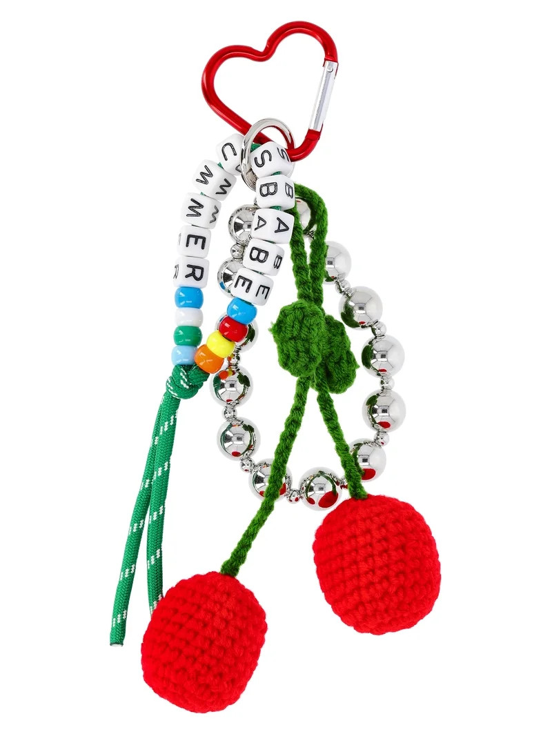 No Boundaries Women's Festival Bag Charm, Red Crochet Cherry | Walmart (US)