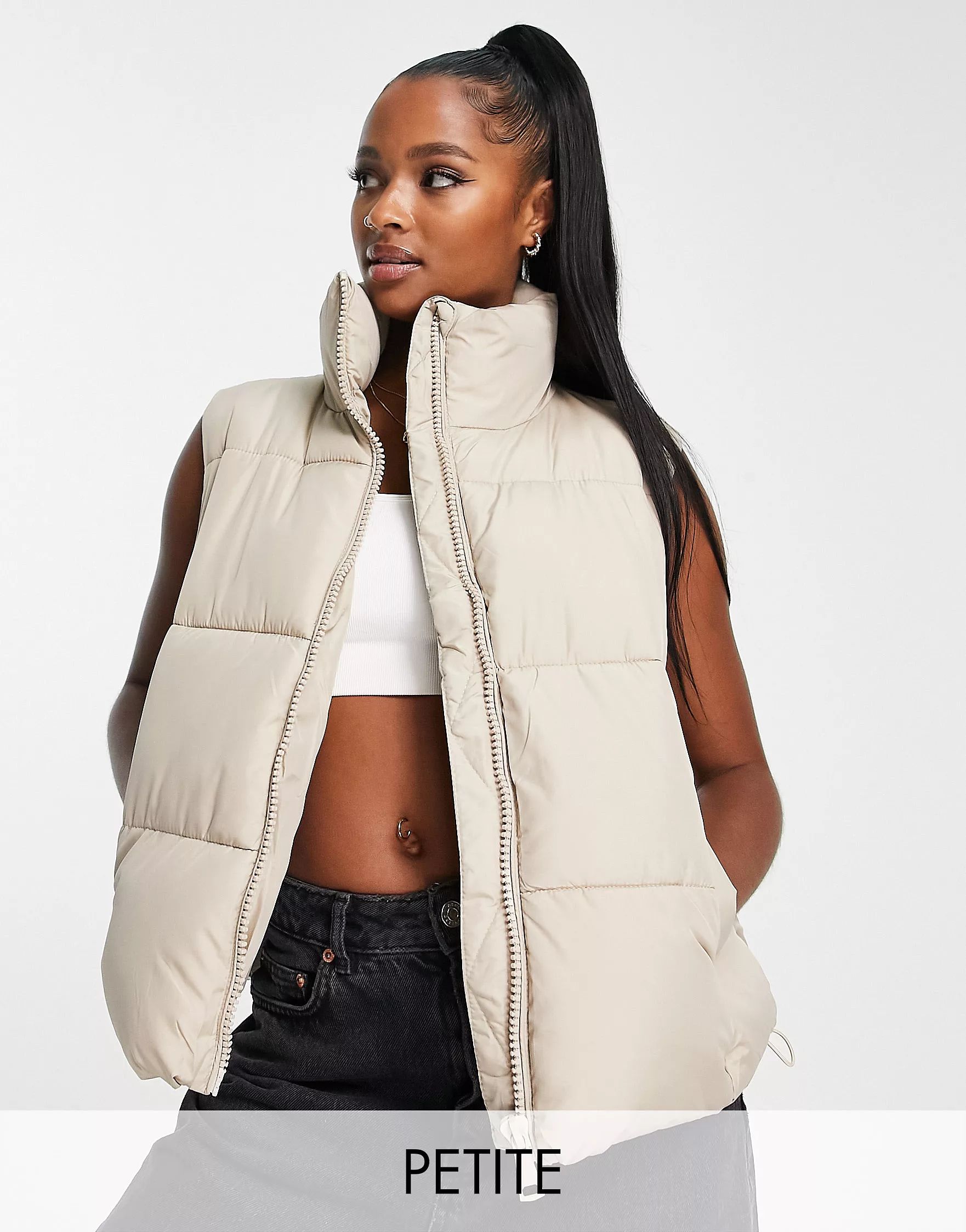 New Look Petite cropped vest in mink | ASOS (Global)