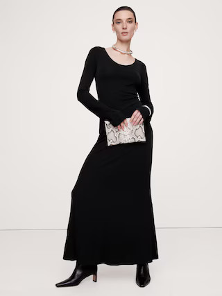 Crepe Knit Scoop-Neck Maxi Dress | Banana Republic (US)