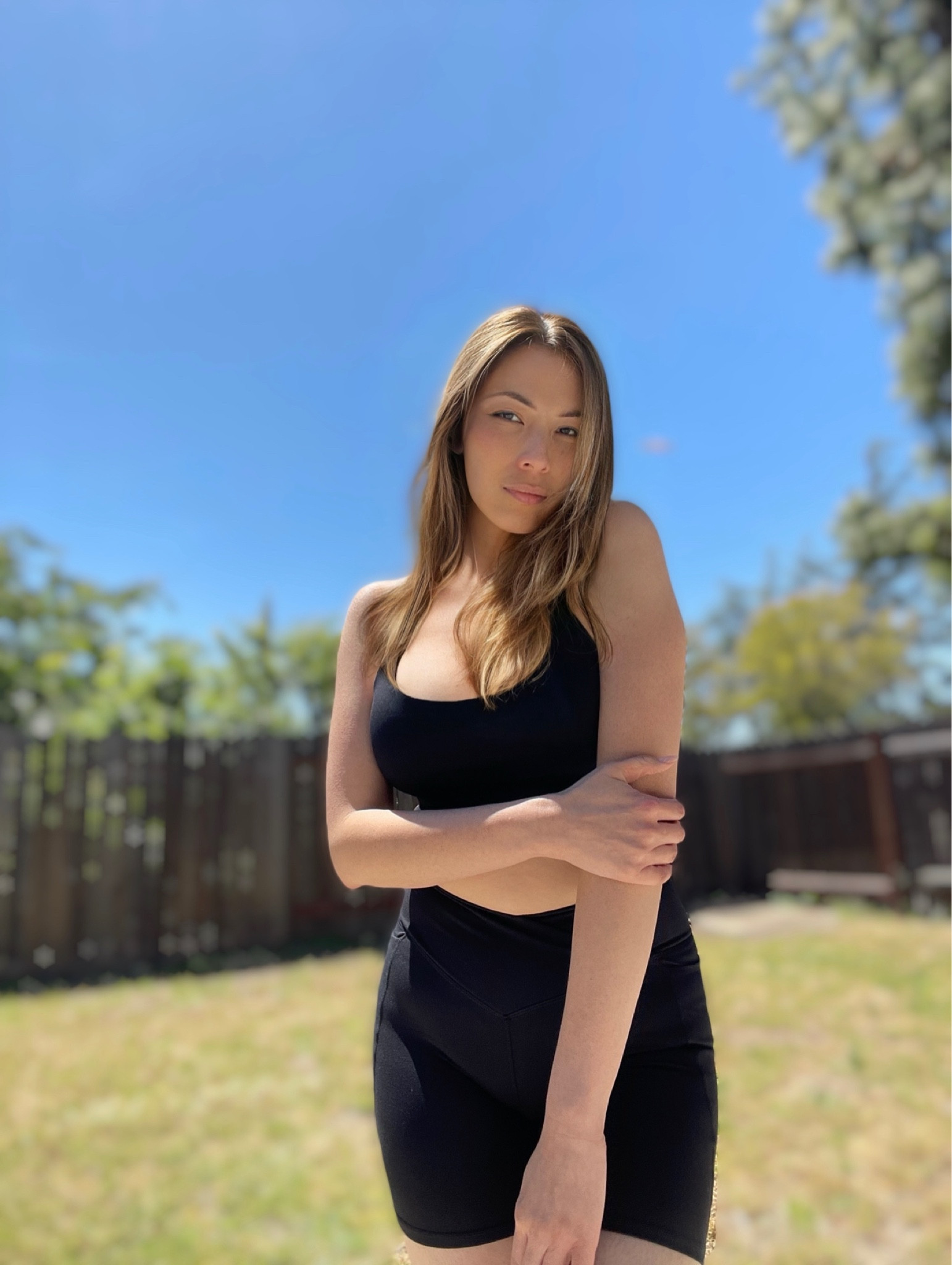 #fableticspartner Fabletics does it again!  Always bringing it with new, breathable fabric with great fit for those intense workouts or cute lunch dates with the girlies. @fabletics Check out the back of this top! 🚨 snatched tip: get the  crossover shorts or leggings.  They really accentuate your waist!!!!

Top: principal low impact bra (medium)
Bottoms: oasis pureluxe hw crossover 6” shorts (small)

#fabletics #lelasescapades

#LTKunder100 #LTKunder50 #LTKFind