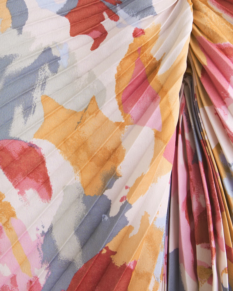 The A&F Giselle Pleated One-Shoulder Cutout Maxi Dress | Abercrombie & Fitch (US)