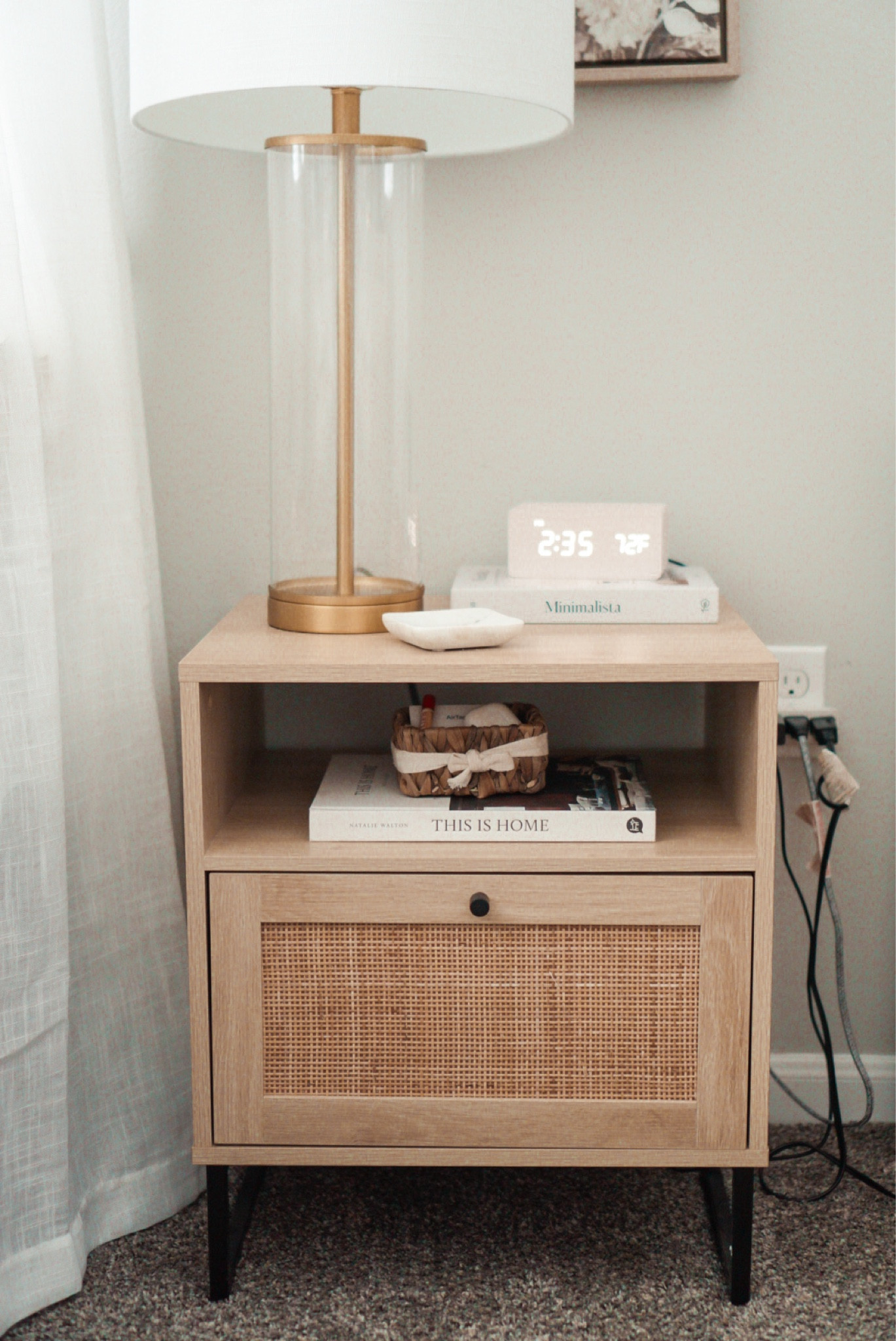 Nightstand decor: lamp, books + clock from Amazon! 

nightstand decor, bedroom decor, home decor