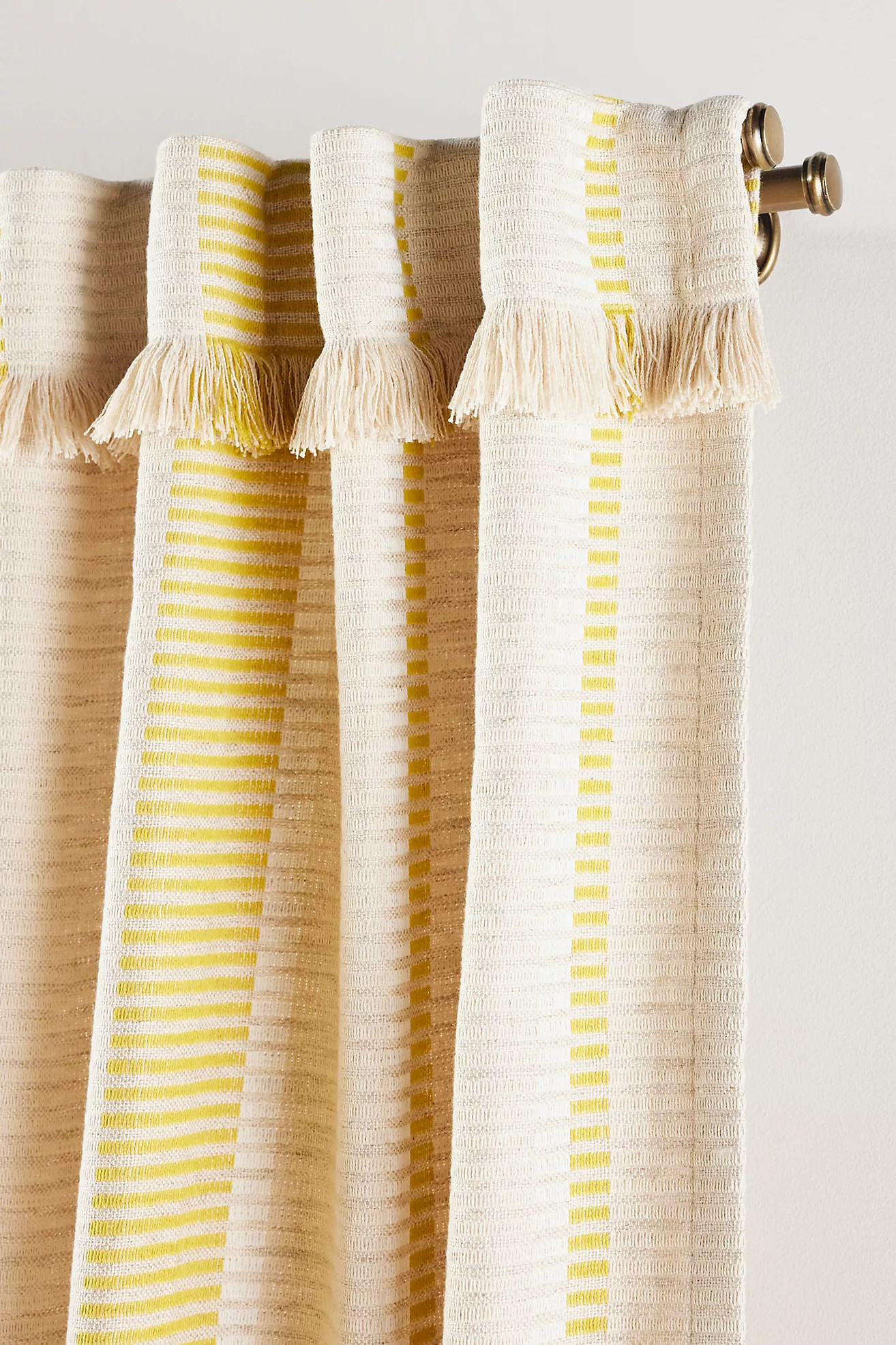 Pieced Stripe Cotton Blend Woven Curtain | Anthropologie (US)