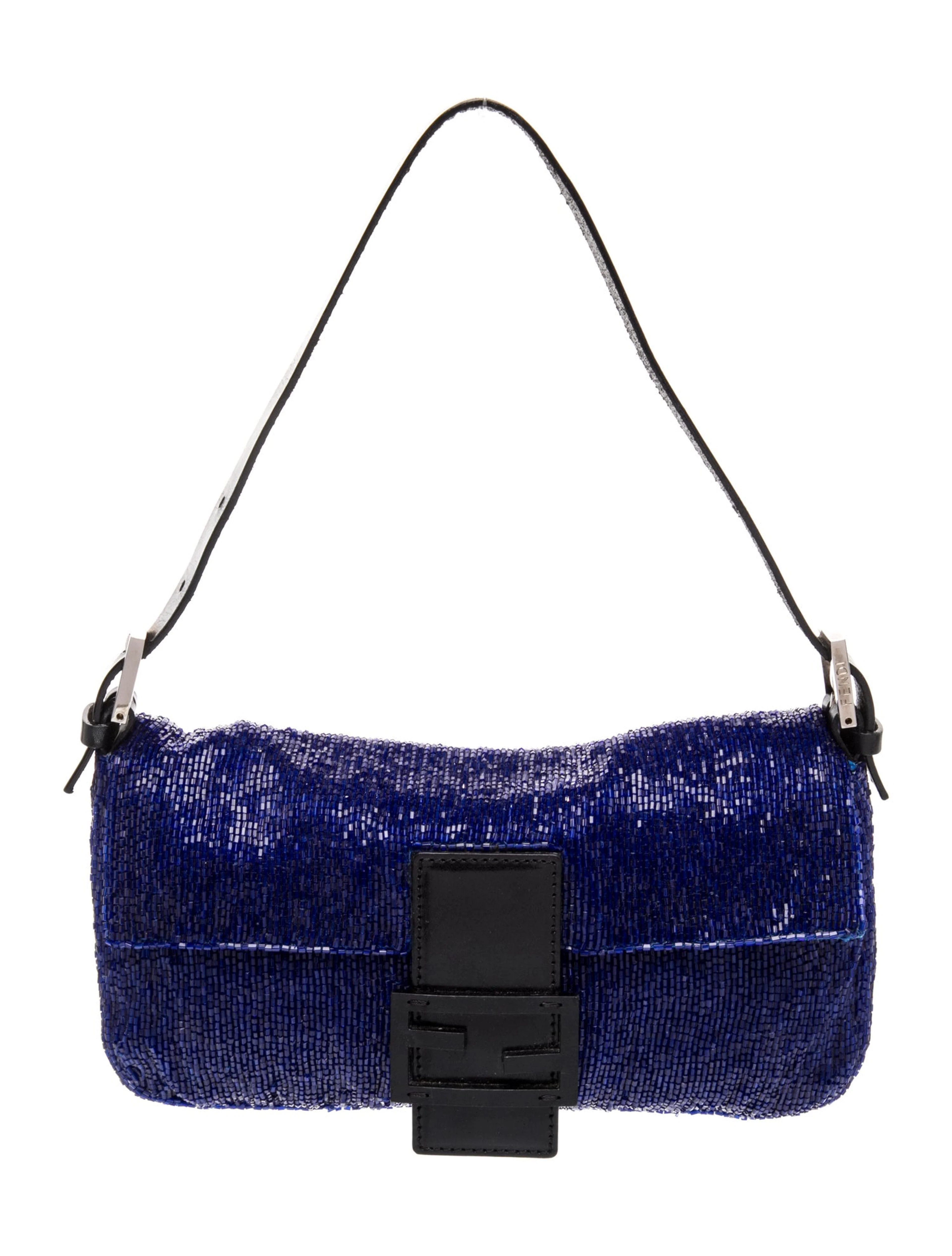 Nylon Royal Blue Beaded Satin Baguette Small | The RealReal