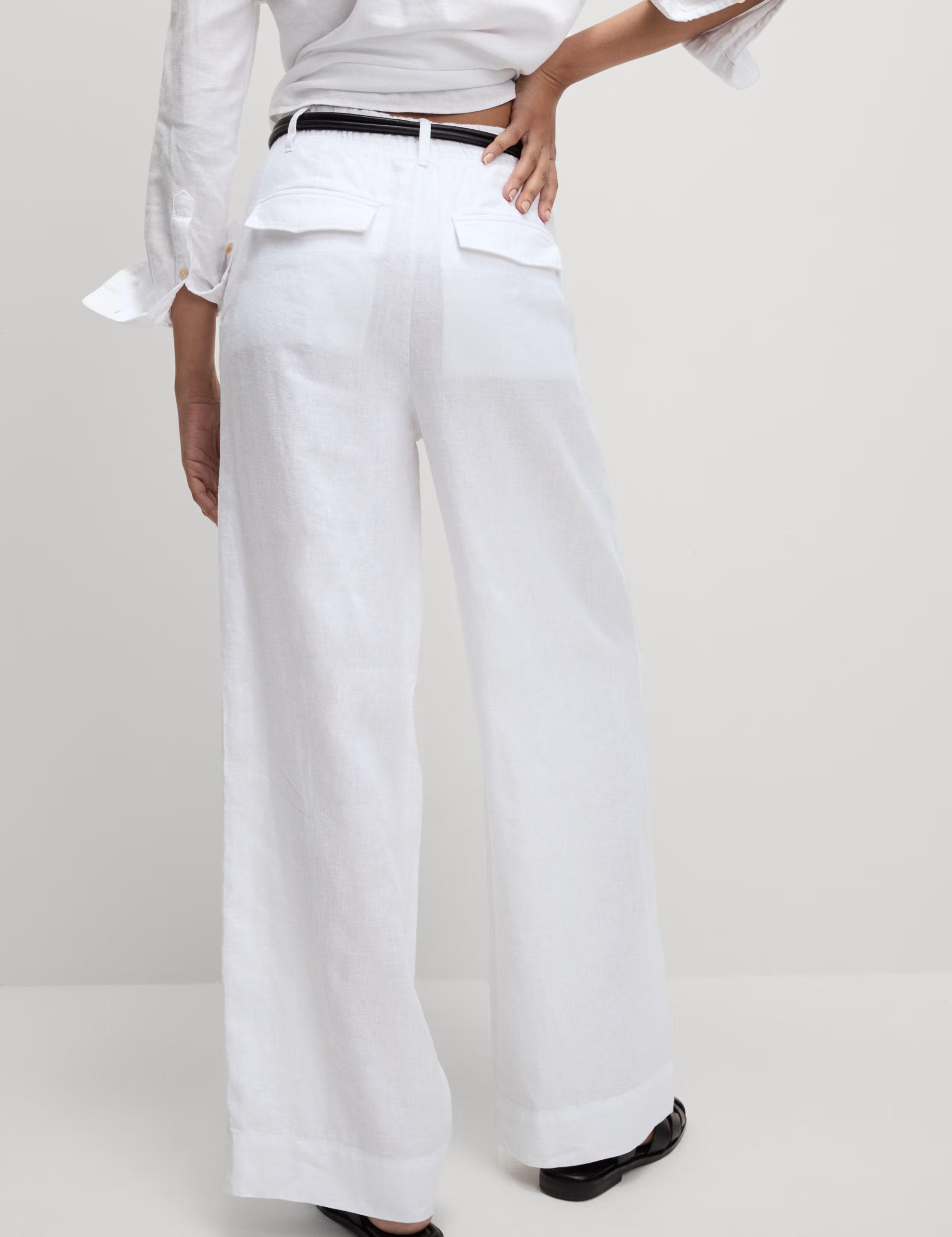 Pure Linen Wide Leg Trousers | M&S Collection | M&S | Marks & Spencer (UK)