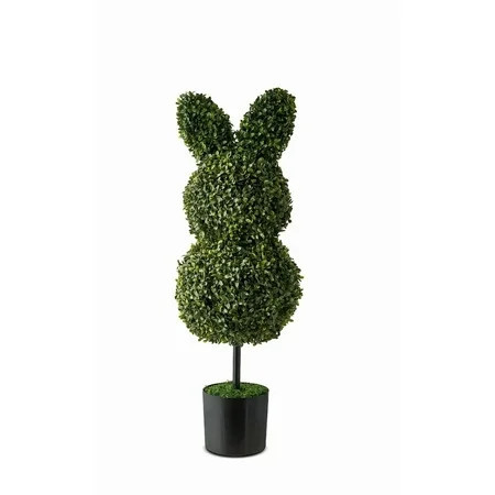 Guvpev 35 Inch Large Artificial Boxwood Rabbit Topiary - Maintenance Free Faux Bunny Shrub for Easter Decor, Cute Green Animal Plant for Home, Office & Theme Party Decoration | Walmart (US)