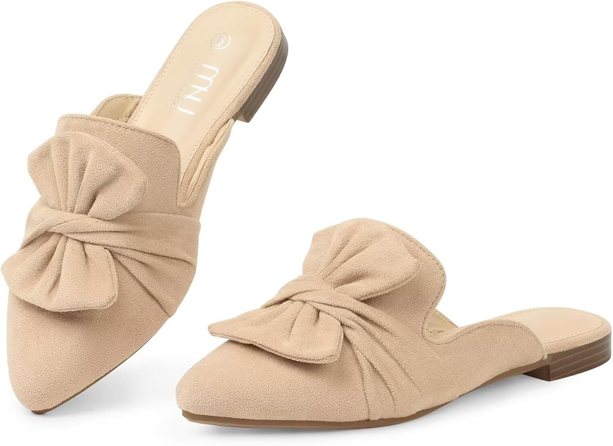 MUSSHOE All-Season Women's Mules：Pointed Toe Backless Loafers：Comfortable Slip-on Dressy Casu... | Amazon (US)