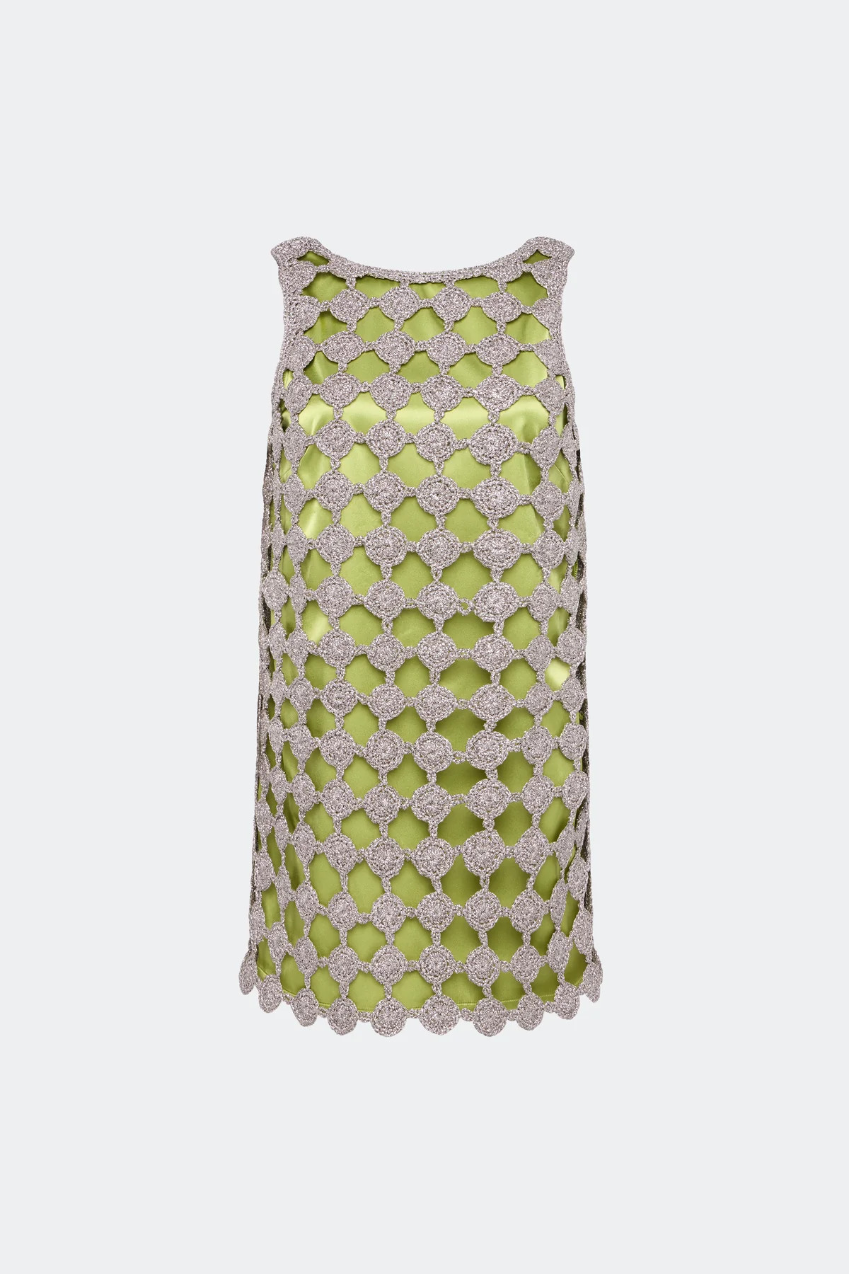 Sina Crochet Mini Dress In Moss/Satellite Silver | Simon Miller