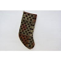 Santa Cruz Stocking, Vintage Gift Embroidered Beige Handmade Kilim Cs-115 | Etsy (US)