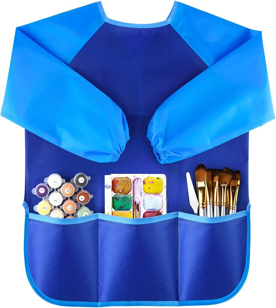 KUUQA Waterproof Children Art Smock Kids Art Aprons with 3 Roomy Pockets,Painting Supplies (Paint... | Amazon (US)