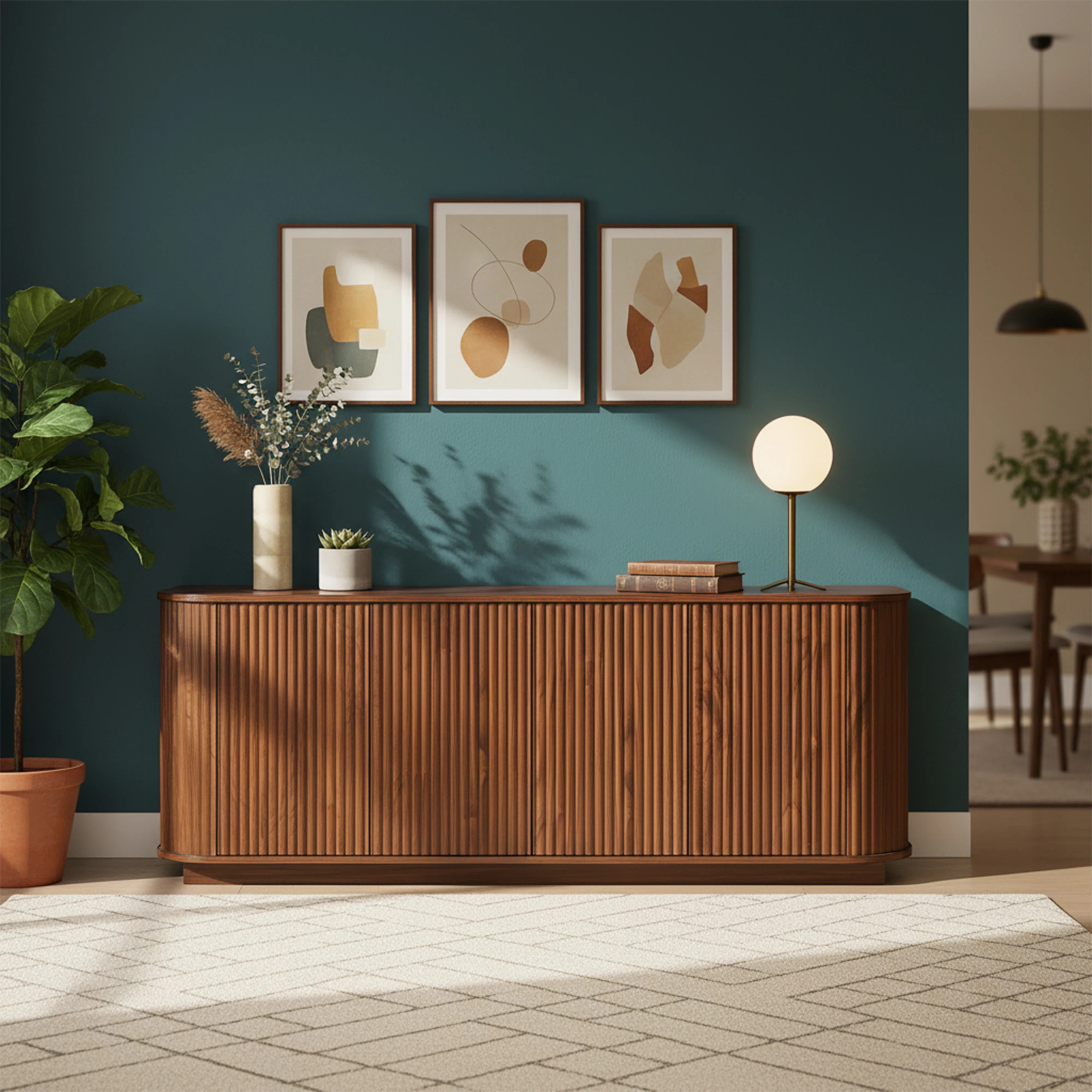 Ebern Designs 64" Vertical-Striped 4-Door Sideboard & Reviews | Wayfair | Wayfair North America