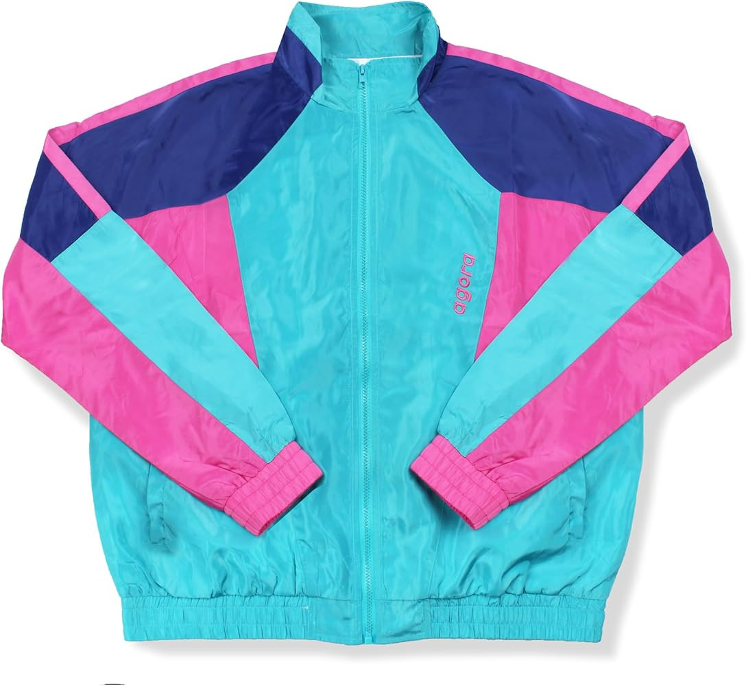 Agora Vantage Windbreaker Jacket Retro 80s 90s Neon | Amazon (US)