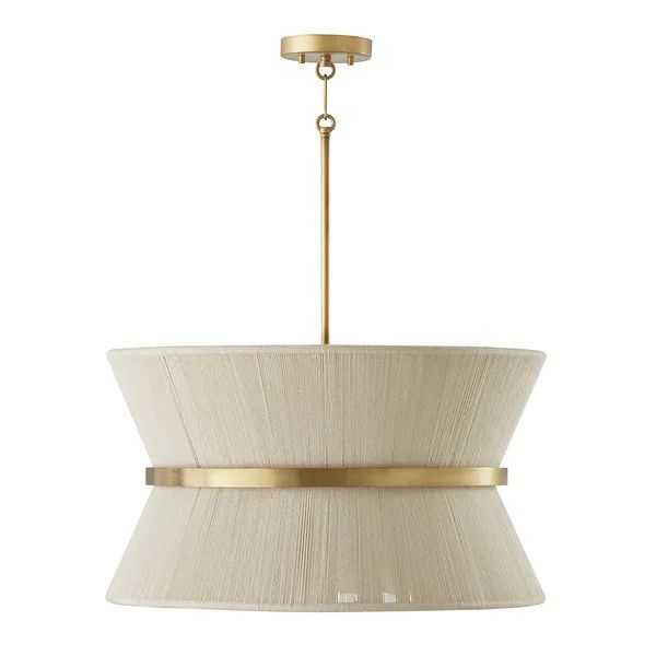 Cecilia 24.25" 8-light Patinaed Brass/ Tapered String Pendant - Patinaed Brass/ Bleached Natural ... | Bed Bath & Beyond