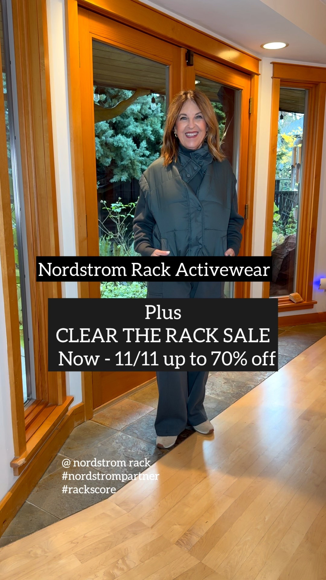 Lounge wear at Nordstrom Rack prices. 
A comfy vest, sweatshirt, and cargo pants.

I’m 5’2 and wear a size Xs/s. 
I'm wearing a size small
and it’s roomy, so if between sizes, size down. 

Plus CTA, or clear the rack, is going on now through 11/11, with up to 70% off sale items. 
Great timing to get holiday gifts! 

Don’t hesitate to reach out with any questions. 

@nordstromrack
#nordstrompartner
#rackscore

#LTKSaleAlert #LTKOver40 #LTKHoliday