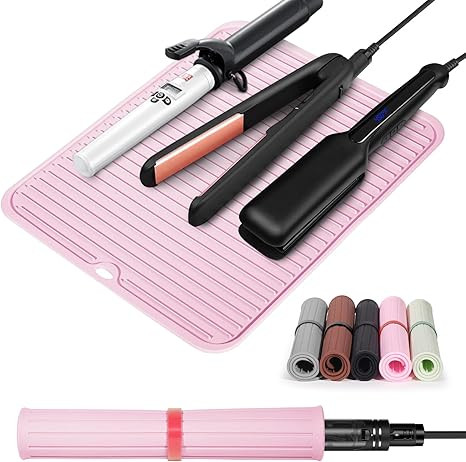 Quccefods Large Heat Resistant Silicone Mat for Hair Styling Tools - Curling Irons, Flat Irons, a... | Amazon (US)