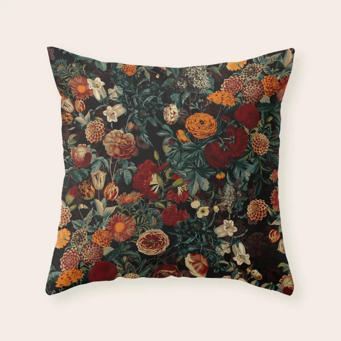 EXOTIC GARDEN - NIGHT XXI Throw Pillow by Burcu Korkmazyurek | Society6
