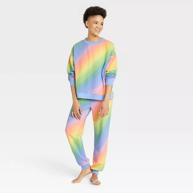 Women's Rainbow-Dye French Terry Lounge Sweatshirt - Colsie™ | Target