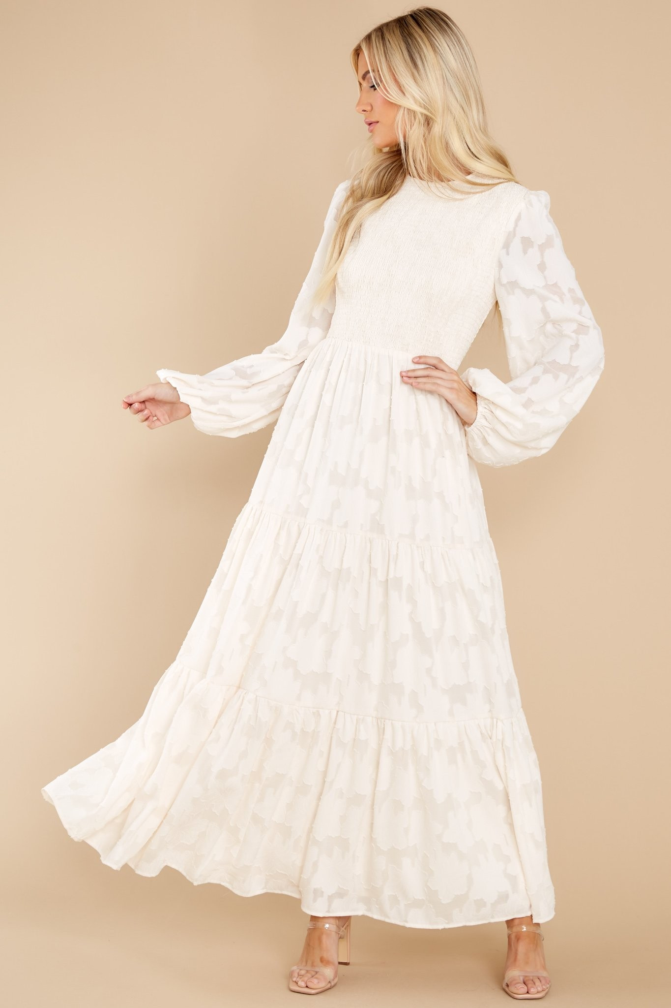 A Fine Romance Cream Lace Maxi Dress | Red Dress 