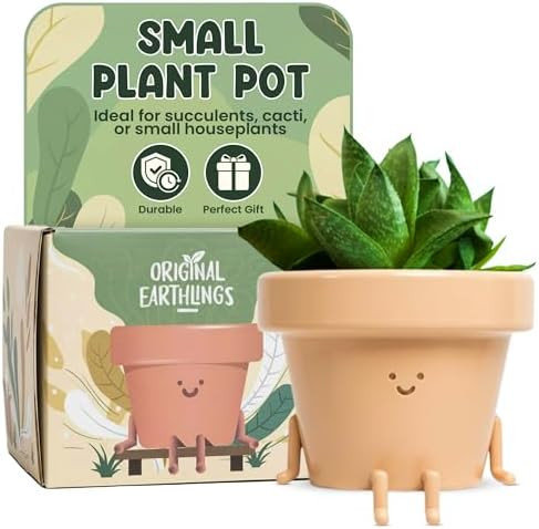 Original Earthlings Sitting Small Plant Pot - 4 Inch Cute Plant Pot - Succulent & Cactus Christma... | Amazon (US)